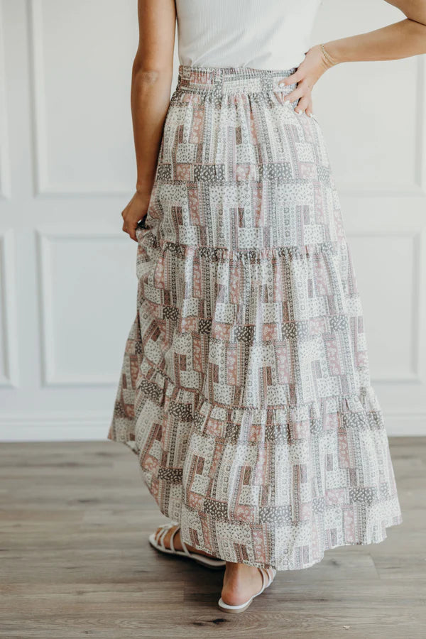 Pink/Grey patchwork Skirt