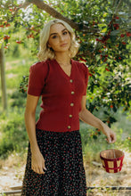 Load image into Gallery viewer, SHORT SLEEVE CARDIGAN IN RED BUD
