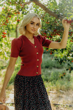 Load image into Gallery viewer, SHORT SLEEVE CARDIGAN IN RED BUD
