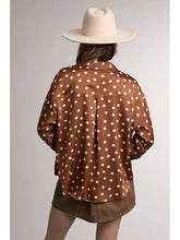 Load image into Gallery viewer, Polka Dot Collared Long Sleeve Button Blouse
