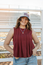 Load image into Gallery viewer, wine red pleated tank top
