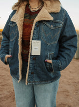 Load image into Gallery viewer, Tan Wrangler Sherpa Denim jacket

