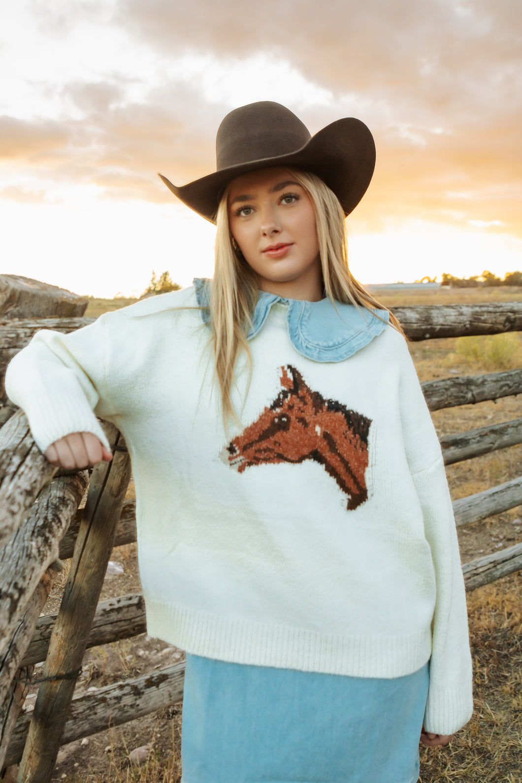 Cream Horse Sweater