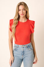 Load image into Gallery viewer, Red Ruffle Sleeve Bodysuit
