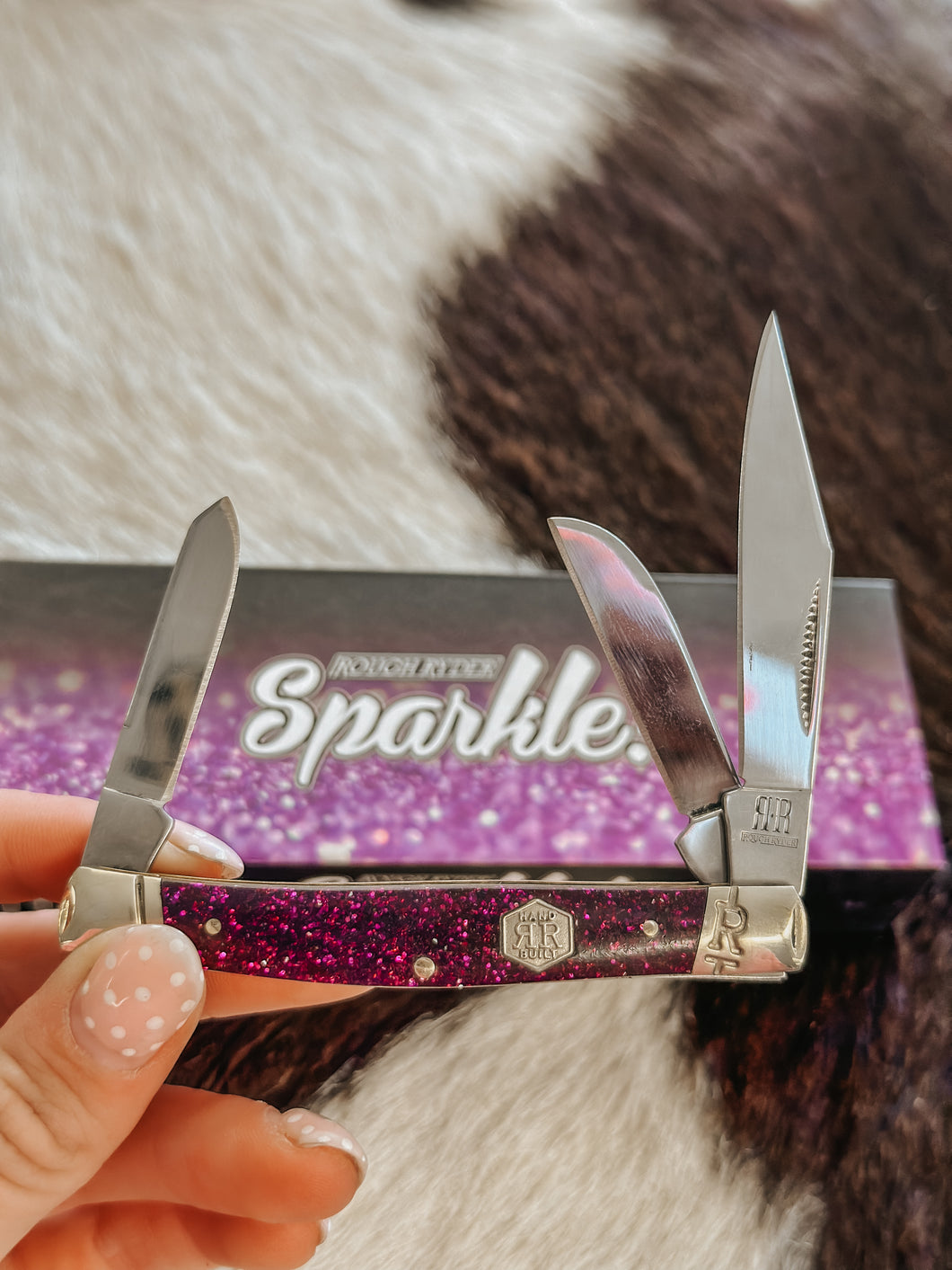Rough Ryder purple sparkle stockman Pocket knife