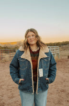 Load image into Gallery viewer, Tan Wrangler Sherpa Denim jacket
