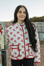 Load image into Gallery viewer, Red western print quilted jacket
