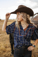 Load image into Gallery viewer, Plaid Corduroy Puff sleeve top
