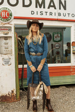 Load image into Gallery viewer, Denim Dress With Suede Yokes
