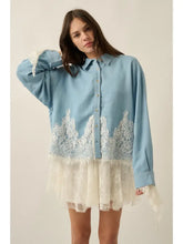 Load image into Gallery viewer, denim and lace long sleeve
