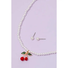 Load image into Gallery viewer, Cherry Pendant Pearl Beaded Necklace Set
