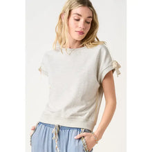Load image into Gallery viewer, Lace Striped Bow Sleeveless Sweatshirt Top
