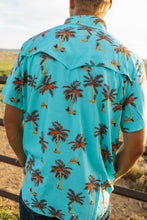 Load image into Gallery viewer, Turquoise Palm Tree Button Up
