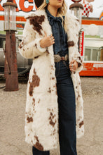 Load image into Gallery viewer, Cow Print Long Fur Coat
