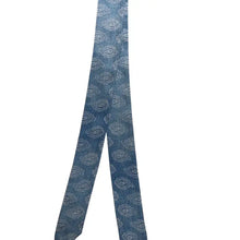 Load image into Gallery viewer, Denim Silk Twilly Scarf w/ White Paisley Pattern
