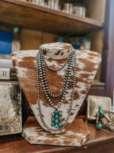 Load image into Gallery viewer, Genuine 8mm-24&quot; Navajo Necklace W/ Cluster Turquoise Pendant
