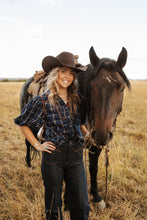 Load image into Gallery viewer, Plaid Corduroy Puff sleeve top
