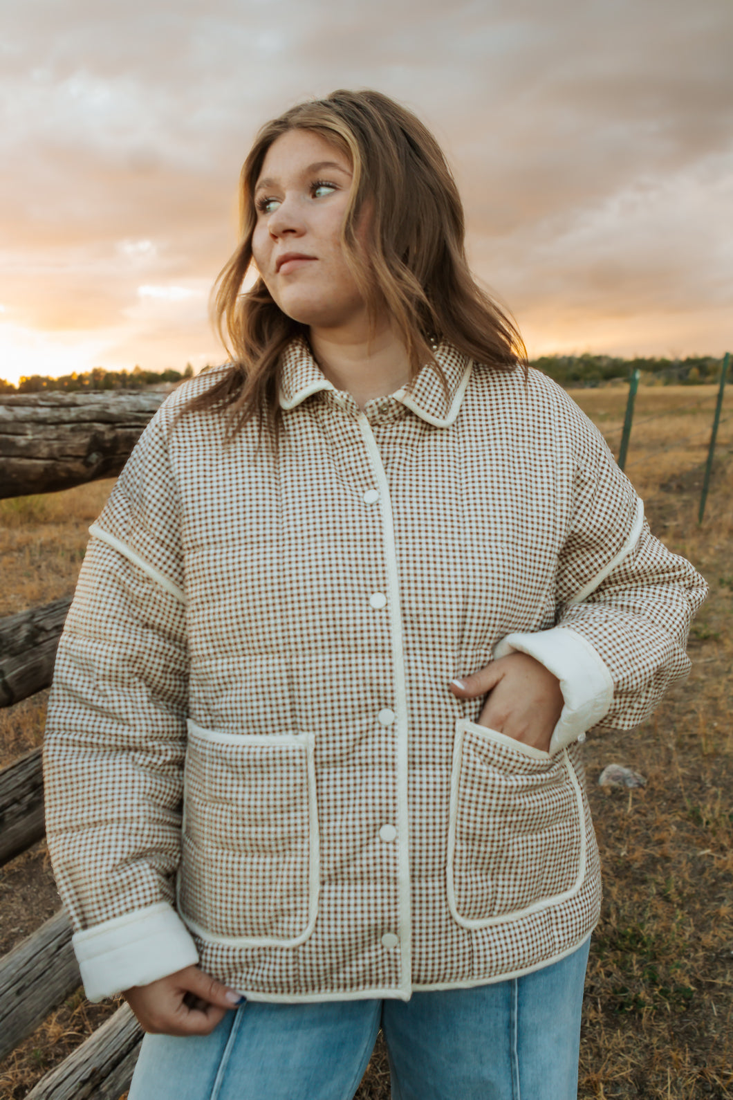 Mocha Gingham Jacket