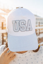 Load image into Gallery viewer, Gingham blue USA hat
