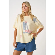 Load image into Gallery viewer, Butter yellow boot patchwork oversized shirt
