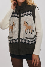 Load image into Gallery viewer, Front Zip horse Sweater Vest
