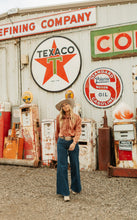 Load image into Gallery viewer, Wrangler Rose Gold Tie Neck Top
