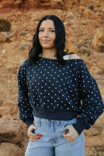 Load image into Gallery viewer, Polka Dot Off Shoulder Sweatshirt
