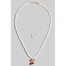 Load image into Gallery viewer, Cherry Pendant Pearl Beaded Necklace Set
