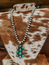 Load image into Gallery viewer, Genuine 8mm-24&quot; Navajo Necklace W/ Cluster Turquoise Pendant
