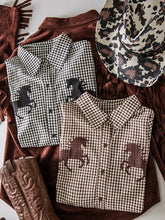 Load image into Gallery viewer, western horse gingham shirt
