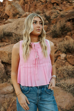 Load image into Gallery viewer, Bubblegum pink front tie tank
