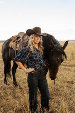 Load image into Gallery viewer, Plaid Corduroy Puff sleeve top
