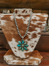 Load image into Gallery viewer, Genuine 8mm-22&quot; Navajo Necklace W/ Turquoise Flower Pendant
