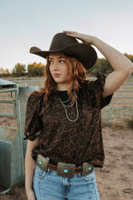 Load image into Gallery viewer, cheetah print top with tie sleeves
