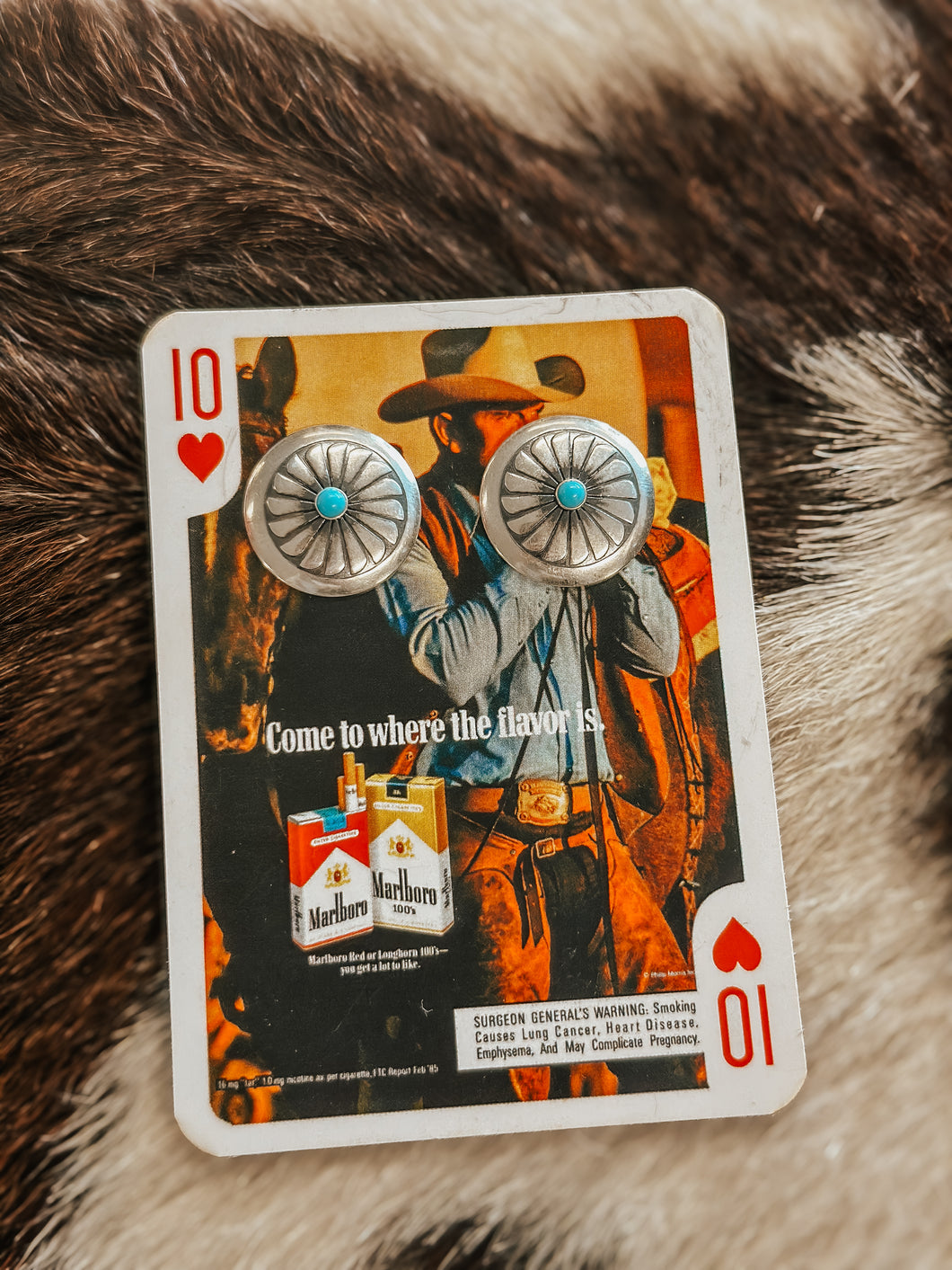 Pinwheel Turquoise Concho Stud Earrings