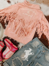 Load image into Gallery viewer, Literally Just a Cowgirl Pink fringe Jacket
