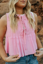 Load image into Gallery viewer, Bubblegum pink front tie tank
