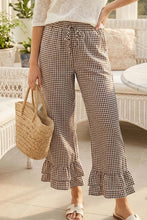 Load image into Gallery viewer, Gingham Casual Ruffled Hem Cropped Pant

