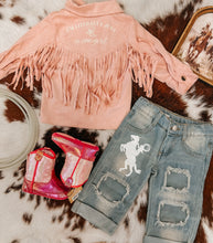 Load image into Gallery viewer, Literally Just a Cowgirl Pink fringe Jacket
