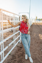 Load image into Gallery viewer, Wrangler Western Snap Bandanna Top Red
