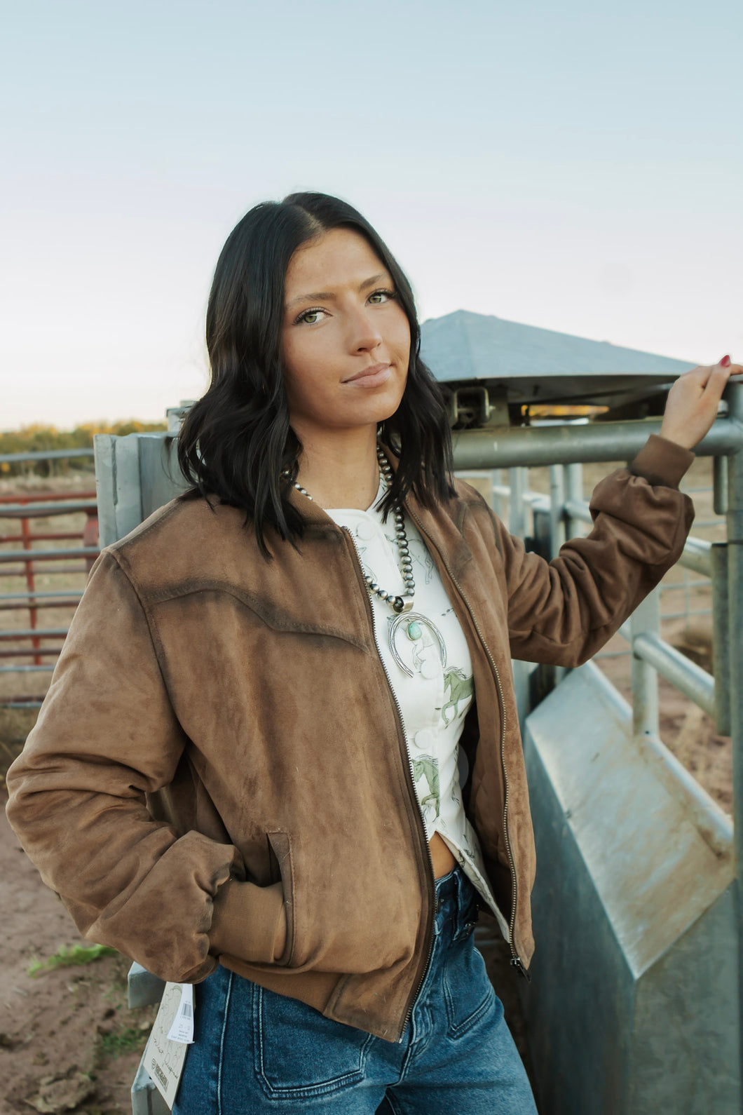 Distressed Microsuede Bomber