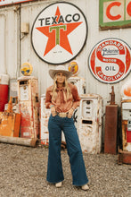 Load image into Gallery viewer, Wrangler Rose Gold Tie Neck Top
