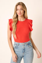 Load image into Gallery viewer, Red Ruffle Sleeve Bodysuit
