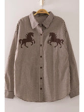 Load image into Gallery viewer, western horse gingham shirt
