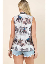 Load image into Gallery viewer, Western print ruffled collared blouse
