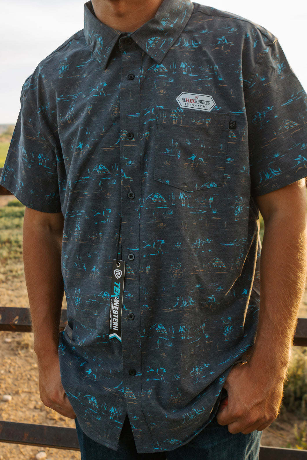 Grey Western Button Up