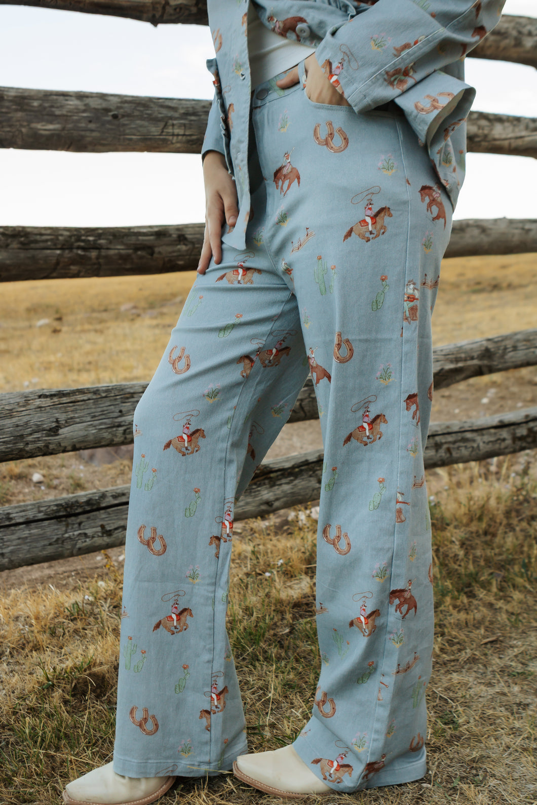Soft Blue Western Pants