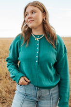 Load image into Gallery viewer, Teal Button Sweater Top
