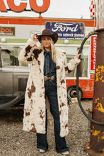 Load image into Gallery viewer, Cow Print Long Fur Coat
