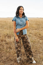 Load image into Gallery viewer, Short Sleeve Denim Front Button Top
